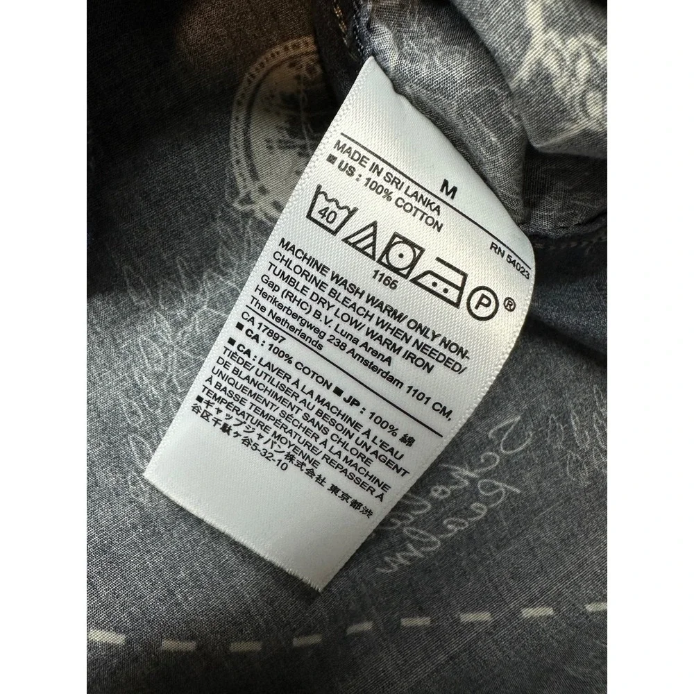 Banana Republic Button Down Mens M Blue Map Untucked Standard All Over Print